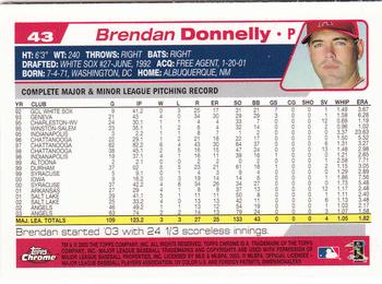 2004 Topps Chrome #43 Brendan Donnelly Back