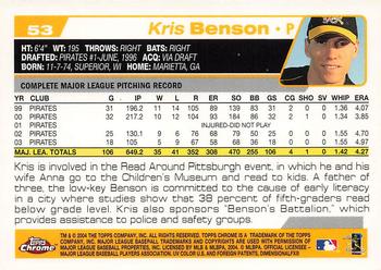 2004 Topps Chrome #53 Kris Benson Back
