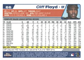 2004 Topps Chrome #66 Cliff Floyd Back