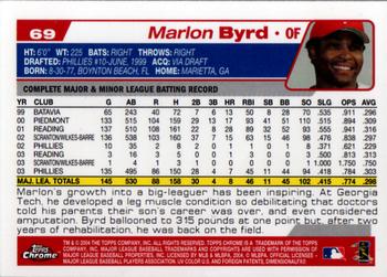 2004 Topps Chrome #69 Marlon Byrd Back