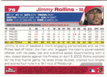 2004 Topps Chrome #76 Jimmy Rollins Back