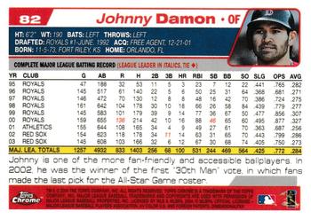 2004 Topps Chrome #82 Johnny Damon Back
