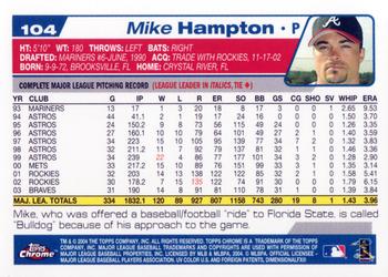 2004 Topps Chrome #104 Mike Hampton Back