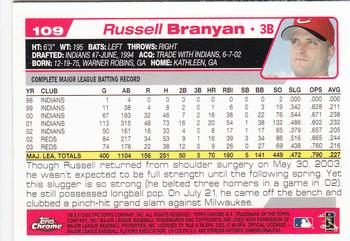 2004 Topps Chrome #109 Russell Branyan Back