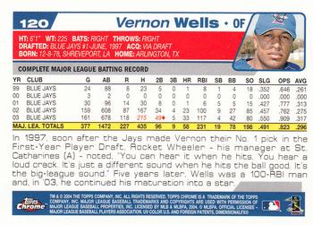 2004 Topps Chrome #120 Vernon Wells Back