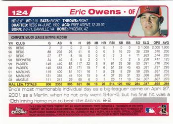 2004 Topps Chrome #124 Eric Owens Back