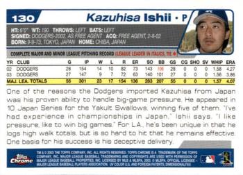 2004 Topps Chrome #130 Kazuhisa Ishii Back