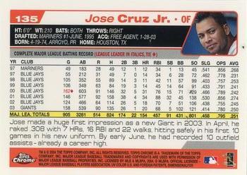 2004 Topps Chrome #135 Jose Cruz Jr. Back