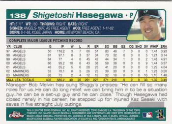 2004 Topps Chrome #138 Shigetoshi Hasegawa Back