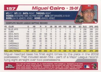 2004 Topps Chrome #157 Miguel Cairo Back