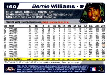 2004 Topps Chrome #160 Bernie Williams Back