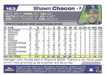 2004 Topps Chrome #163 Shawn Chacon Back