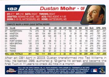 2004 Topps Chrome #182 Dustan Mohr Back