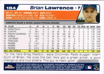 2004 Topps Chrome #184 Brian Lawrence Back