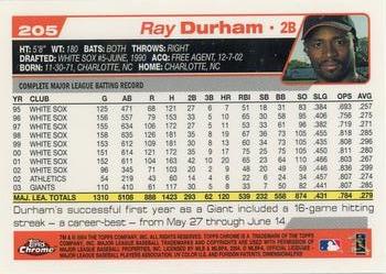 2004 Topps Chrome #205 Ray Durham Back