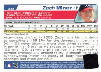 2004 Topps Chrome #232 Zach Miner Back