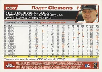 2004 Topps Chrome #257 Roger Clemens Back