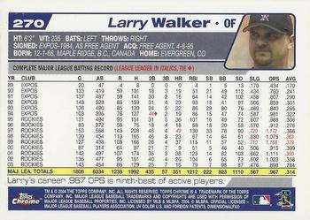 2004 Topps Chrome #270 Larry Walker Back
