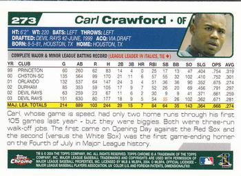 2004 Topps Chrome #273 Carl Crawford Back