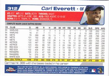 2004 Topps Chrome #312 Carl Everett Back