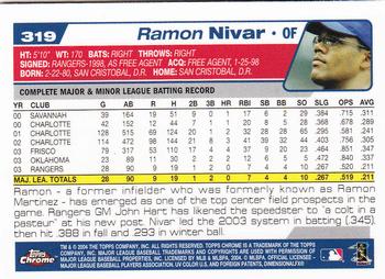 2004 Topps Chrome #319 Ramon Nivar Back