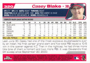 2004 Topps Chrome #320 Casey Blake Back