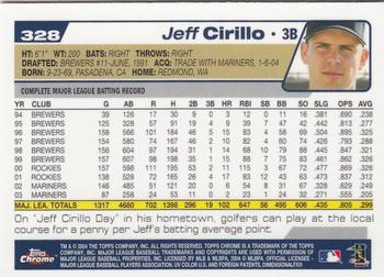 2004 Topps Chrome #328 Jeff Cirillo Back