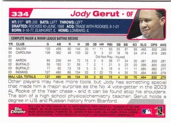 2004 Topps Chrome #334 Jody Gerut Back