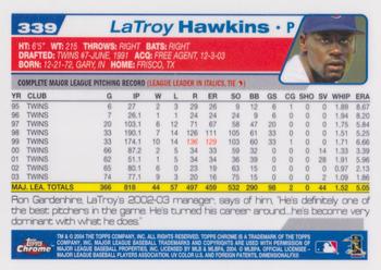 2004 Topps Chrome #339 LaTroy Hawkins Back