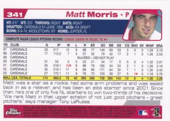 2004 Topps Chrome #341 Matt Morris Back