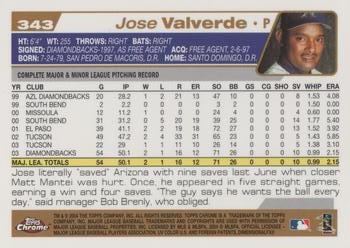 2004 Topps Chrome #343 Jose Valverde Back