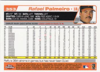 2004 Topps Chrome #353 Rafael Palmeiro Back