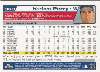2004 Topps Chrome #363 Herbert Perry Back