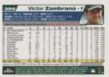 2004 Topps Chrome #399 Victor Zambrano Back