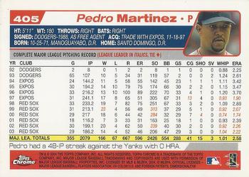 2004 Topps Chrome #405 Pedro Martinez Back