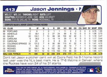 2004 Topps Chrome #413 Jason Jennings Back