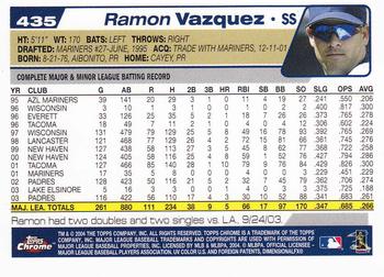 2004 Topps Chrome #435 Ramon Vazquez Back