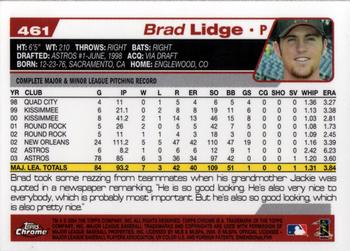 2004 Topps Chrome #461 Brad Lidge Back