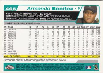 2004 Topps Chrome #465 Armando Benitez Back