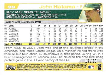 2004 Topps - Black #99 John Halama Back