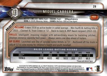 2018 Bowman - Gold #29 Miguel Cabrera Back