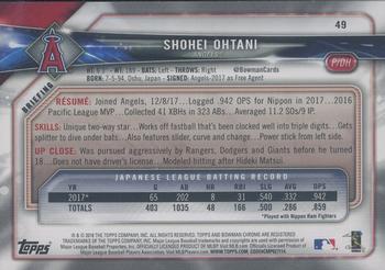 2018 Bowman - Orange #49 Shohei Ohtani Back