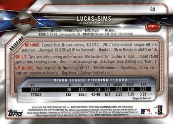 2018 Bowman - Red #82 Lucas Sims Back