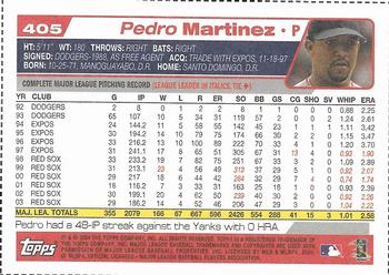2004 Topps - HTA Box Bottom Panels Singles #405 Pedro Martinez Back