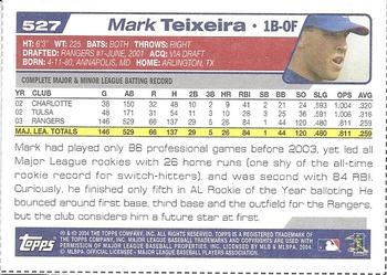 2004 Topps - HTA Box Bottom Panels Singles #527 Mark Teixeira Back