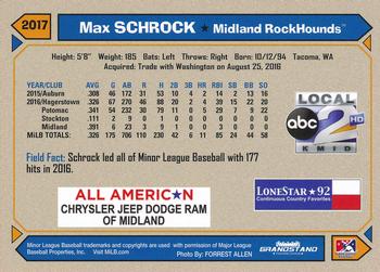 2017 Grandstand Midland RockHounds #NNO Max Schrock Back