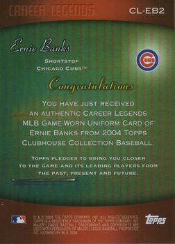 2004 Topps Clubhouse Collection - Career Legends Relics #EB2 Ernie Banks Back