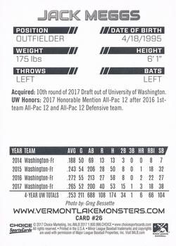2017 Choice Vermont Lake Monsters #26 Jack Meggs Back