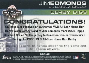 2004 Topps - Derby Digs #DDR-JE Jim Edmonds Back