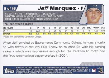 2004 Topps - Draft Picks #5 Jeff Marquez Back